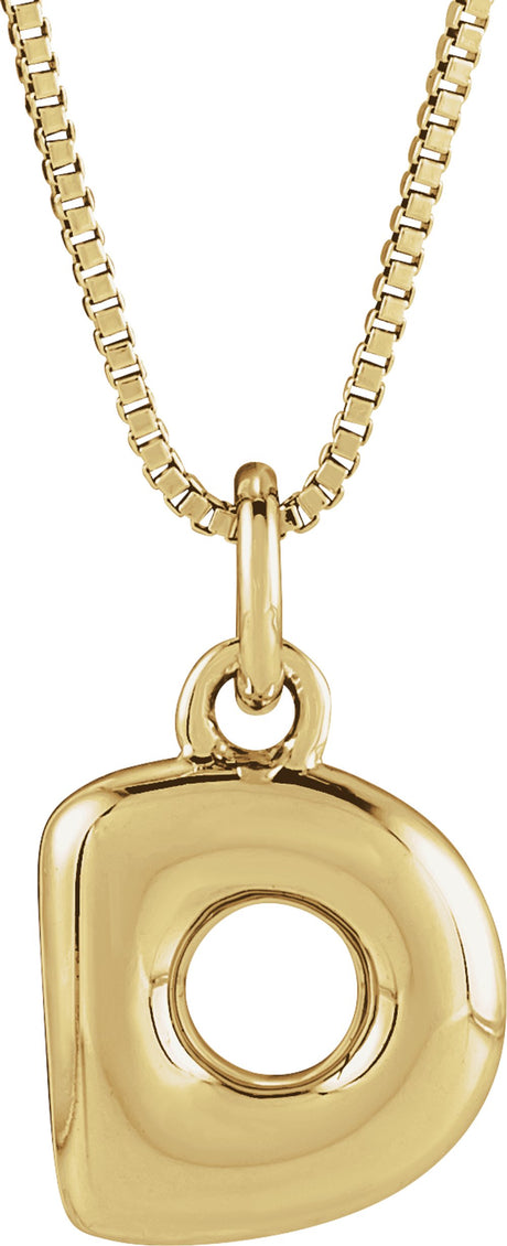 14K Yellow Gold Vermeil Bubble Initial D 18" Necklace