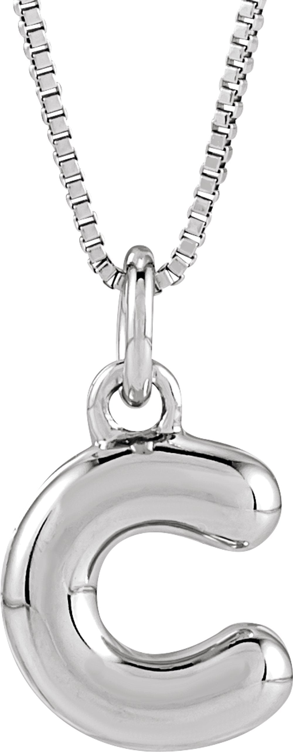Sterling Silver Bubble Initial C 18" Necklace