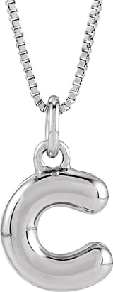 Sterling Silver Bubble Initial C 18" Necklace