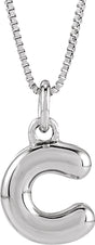 Sterling Silver Bubble Initial C 18" Necklace