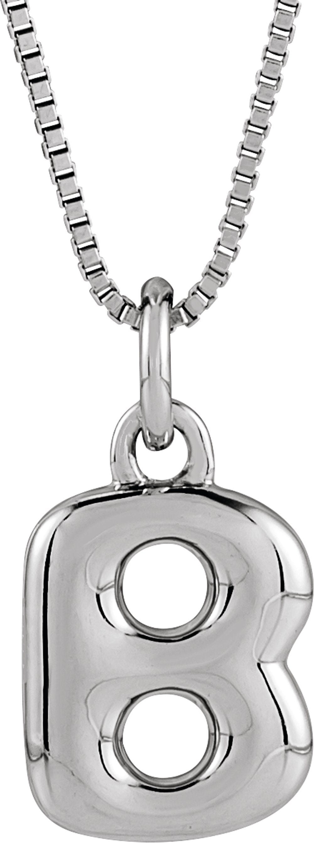 Sterling Silver Bubble Initial B 18" Necklace