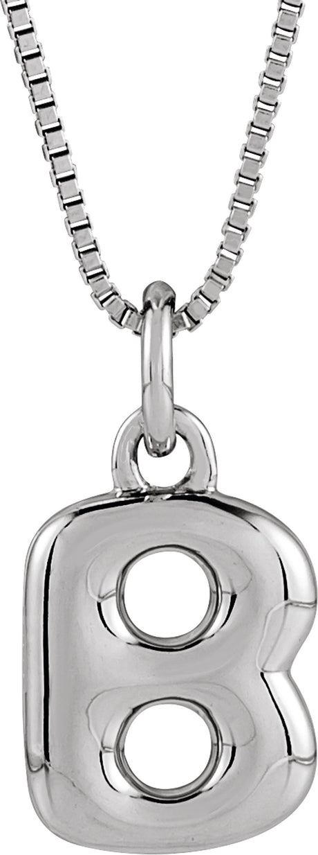 Sterling Silver Bubble Initial B 18" Necklace