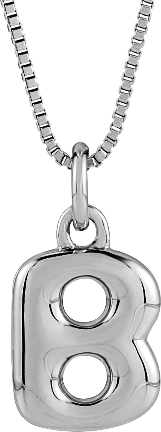 Sterling Silver Bubble Initial B 18" Necklace