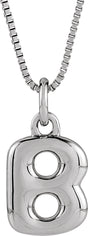 Sterling Silver Bubble Initial B 18" Necklace