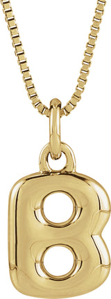 14K Yellow Gold Bubble Initial B 18" Necklace