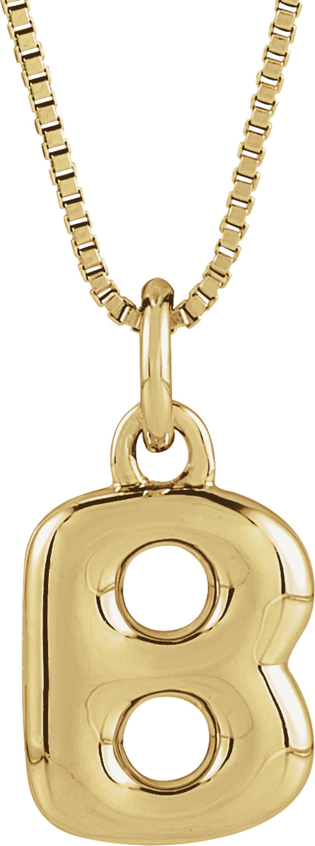 14K Yellow Gold Bubble Initial B 18" Necklace