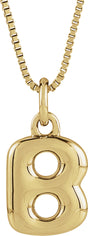 14K Yellow Gold Bubble Initial B 18" Necklace