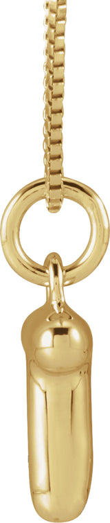 14K Yellow Gold Bubble Initial T 18" Necklace