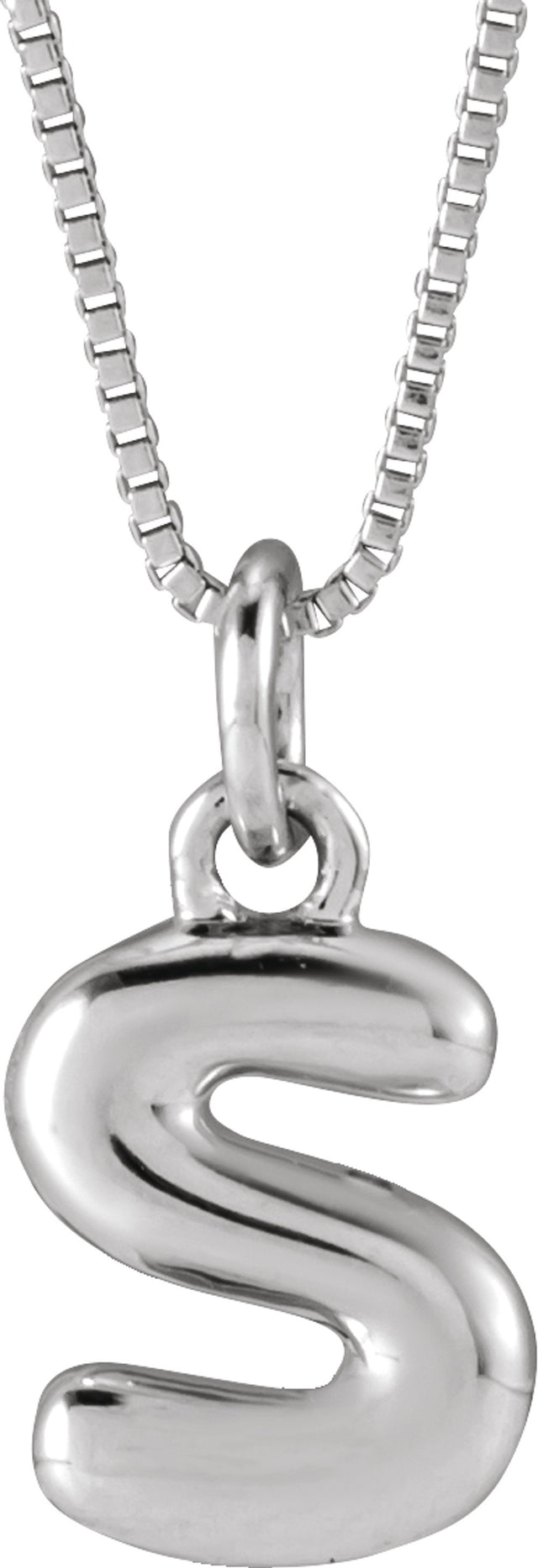 Sterling Silver Bubble Initial S 18" Necklace