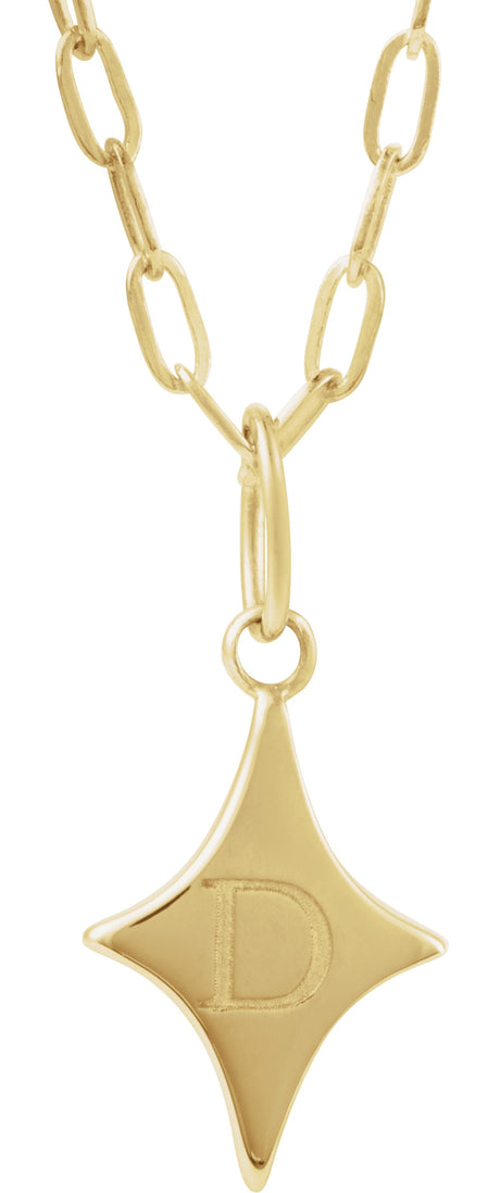 14K Yellow Gold Engravable Star 18" Necklace