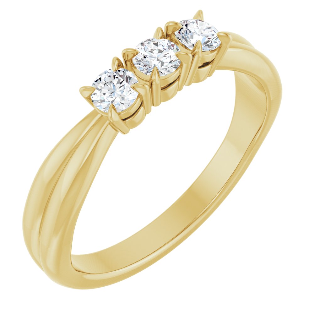 14K Yellow Gold 1/4 CTW Lab-Grown Diamond Three-Stone Anniversary Band