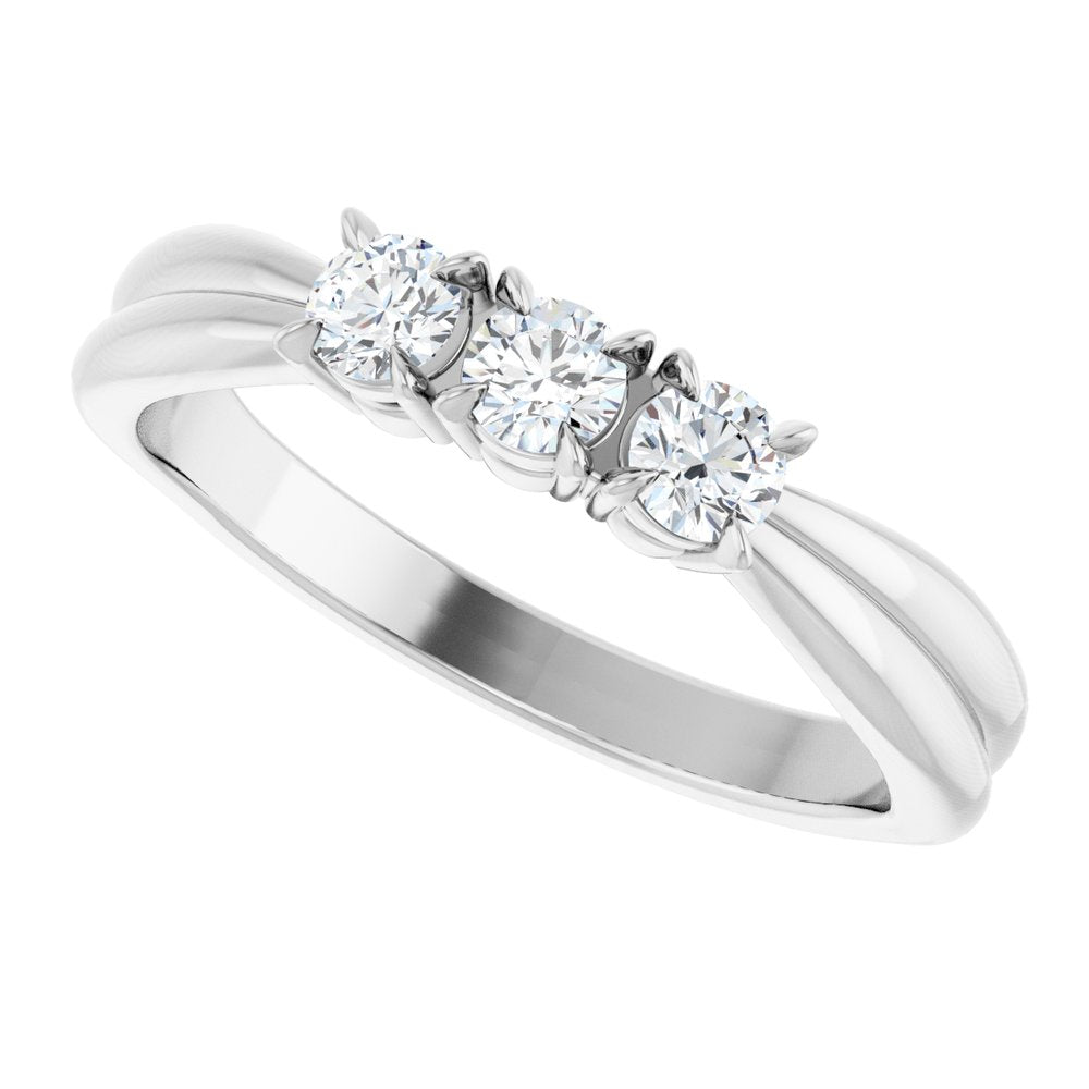 14K White Gold 1/4 CTW Lab-Grown Diamond Three-Stone Anniversary Band