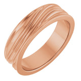 14K Rose Gold 6 mm Textured Band Size 9.5