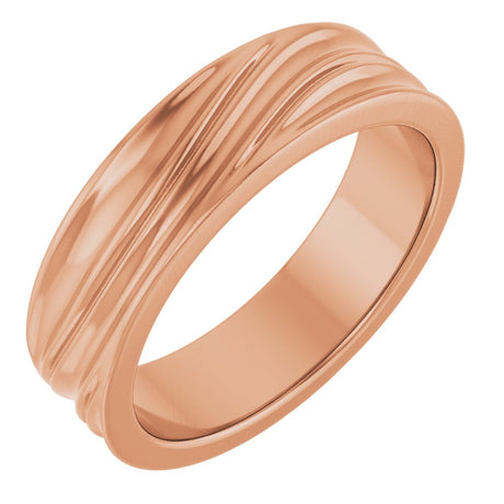 14K Rose Gold 6 mm Textured Band Size 9.5