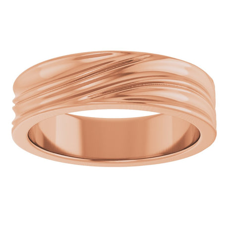 14K Rose Gold 6 mm Textured Band Size 9.5
