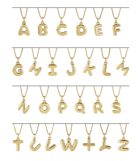 14K Yellow Gold Bubble Initial K 18" Necklace
