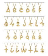 14K Yellow Gold Bubble Initial C 18" Necklace
