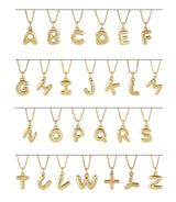 14K Yellow Gold Bubble Initial E 18" Necklace