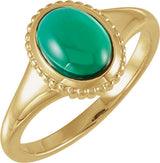 14K Yellow Gold Lab-Grown Emerald Cabochon Ring