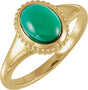 14K Yellow Gold Lab-Grown Emerald Cabochon Ring