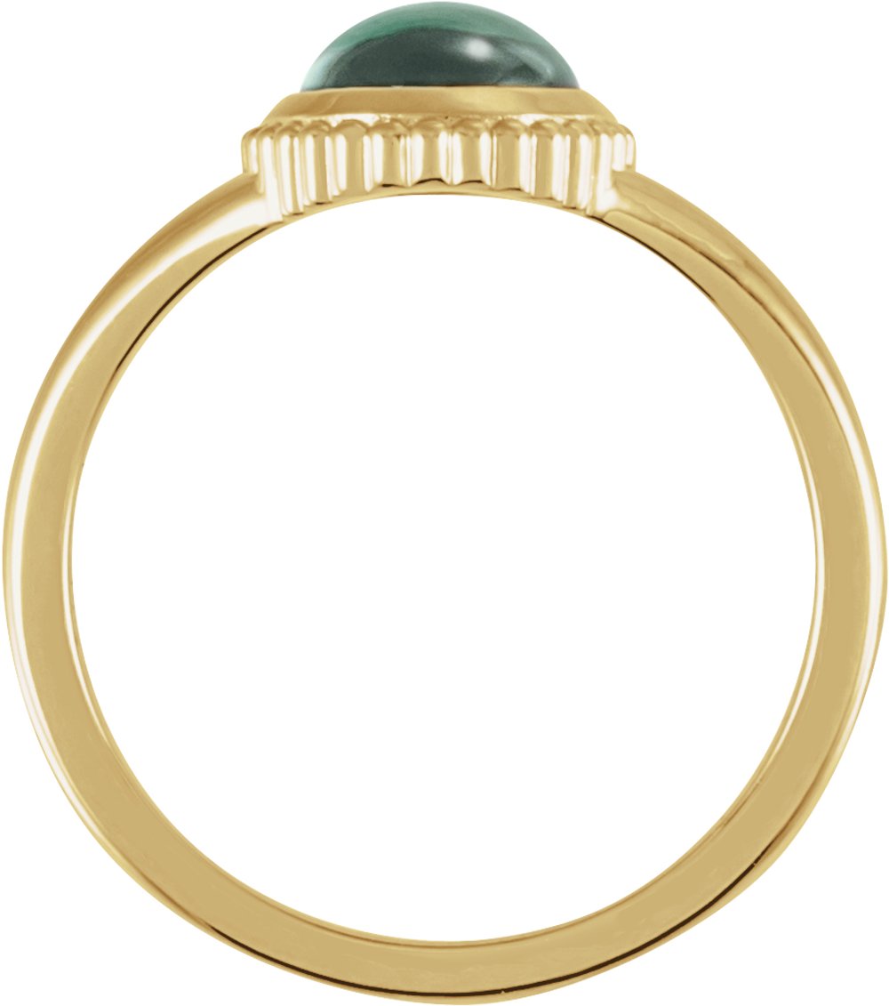 14K Yellow Gold Lab-Grown Emerald Cabochon Ring
