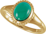 14K Yellow Gold Lab-Grown Emerald Cabochon Ring