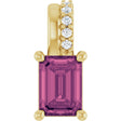 14K Yellow Gold Natural Pink Tourmaline & .04 CTW Natural Diamond Pendant