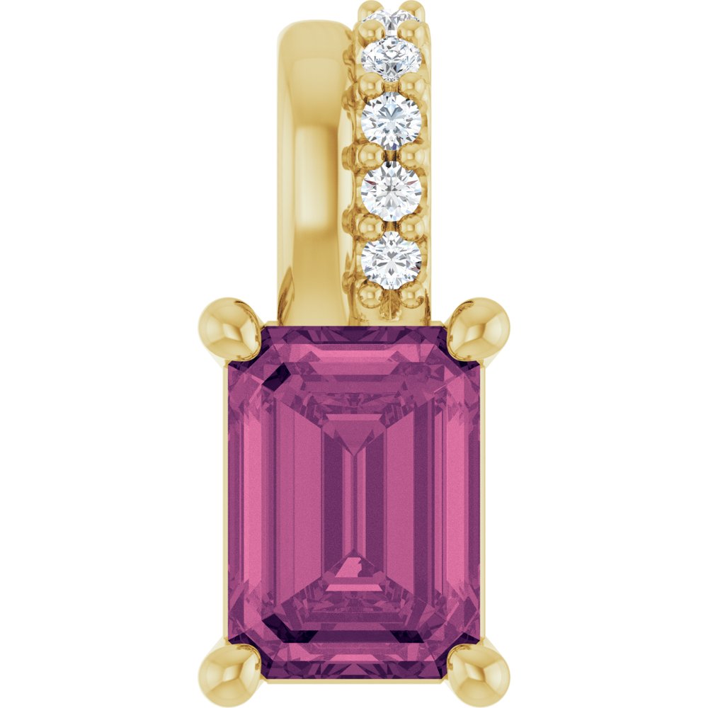 14K Yellow Gold Natural Pink Tourmaline & .04 CTW Natural Diamond Pendant