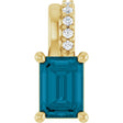 14K Yellow Gold Natural London Blue Topaz & .04 CTW Natural Diamond Pendant