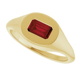 14K Yellow Gold Natural Mozambique Garnet Signet Ring