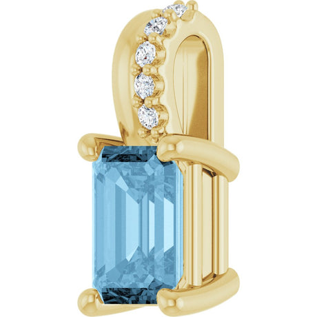14K Yellow Gold Natural Sky Blue Topaz & .04 CTW Natural Diamond Pendant