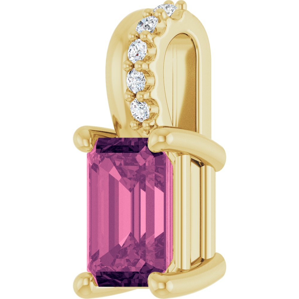 14K Yellow Gold Natural Pink Tourmaline & .04 CTW Natural Diamond Pendant