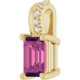14K Yellow Gold Natural Pink Tourmaline & .04 CTW Natural Diamond Pendant