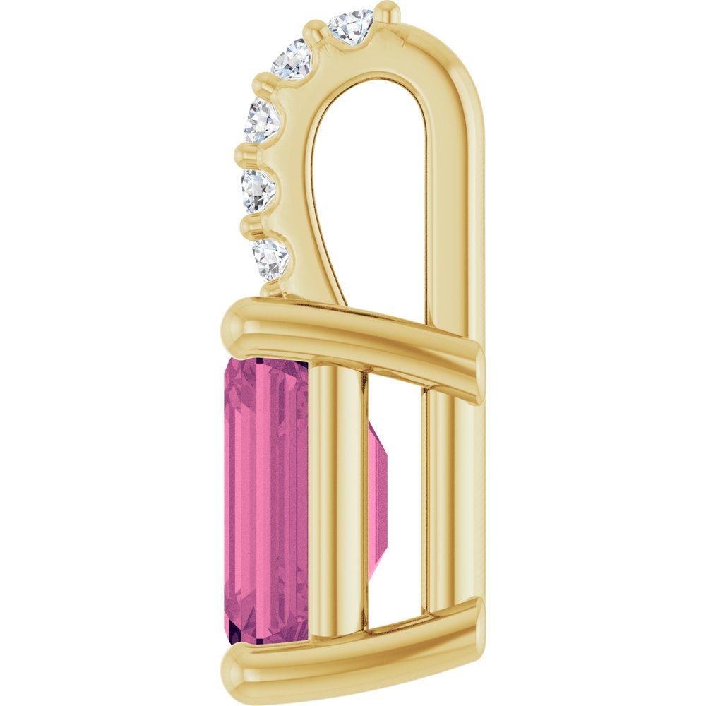 14K Yellow Gold Natural Pink Tourmaline & .04 CTW Natural Diamond Pendant