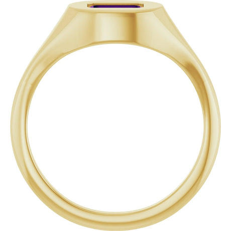 14K Yellow Gold Natural Amethyst Signet Ring