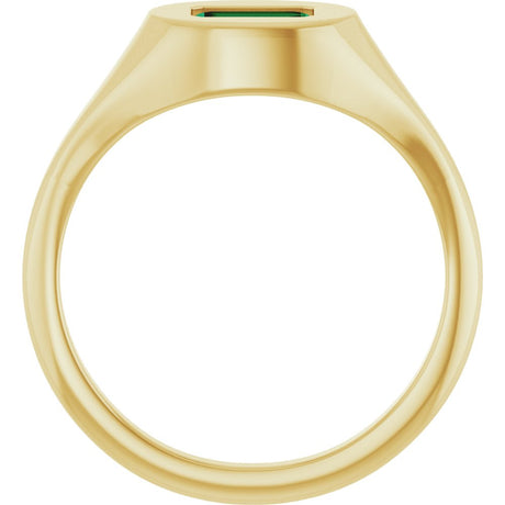 14K Yellow Gold Lab-Grown Emerald Signet Ring