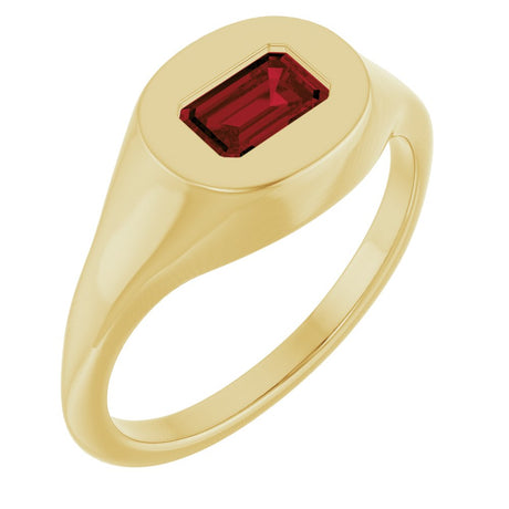 14K Yellow Gold Natural Mozambique Garnet Signet Ring