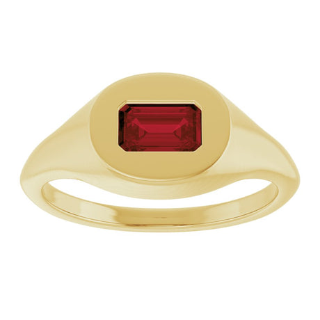 14K Yellow Gold Natural Mozambique Garnet Signet Ring