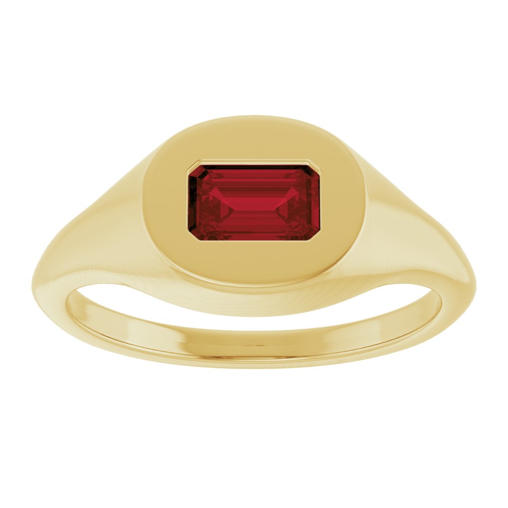 14K Yellow Gold Natural Mozambique Garnet Signet Ring