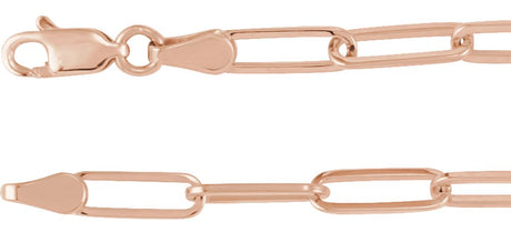 14K Rose Gold 3.85 mm Paperclip-Style 7" Chain