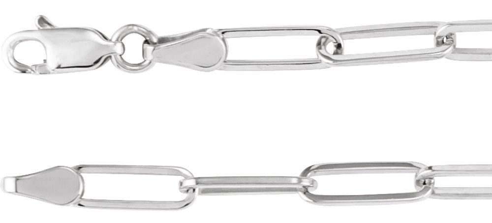 14K White 3.85 mm Paperclip-Style 20" Chain