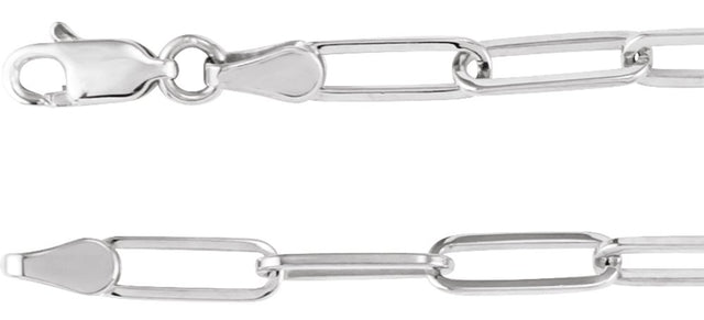 14K White 3.85 mm Paperclip-Style 20" Chain