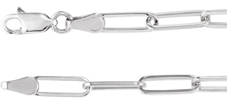 14K White Gold 3.85 mm Paperclip-Style 16" Chain