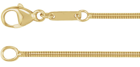 14K Yellow Gold 1.2 mm Boa Snake 16" Chain