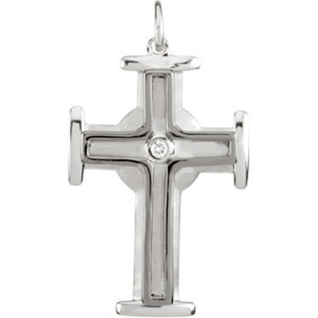 Sterling Silver .04 CTW Natural Diamond Cross Pendant 