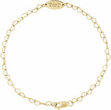 14K Yellow Gold Engravable Heart Link 7" Bracelet