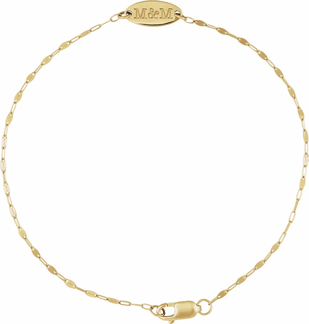 14K Yellow Gold Engravable Keyhole Link 7" Bracelet