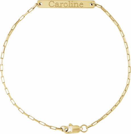 14K Yellow Gold Engravable Paperclip-Style Link 7" Bracelet