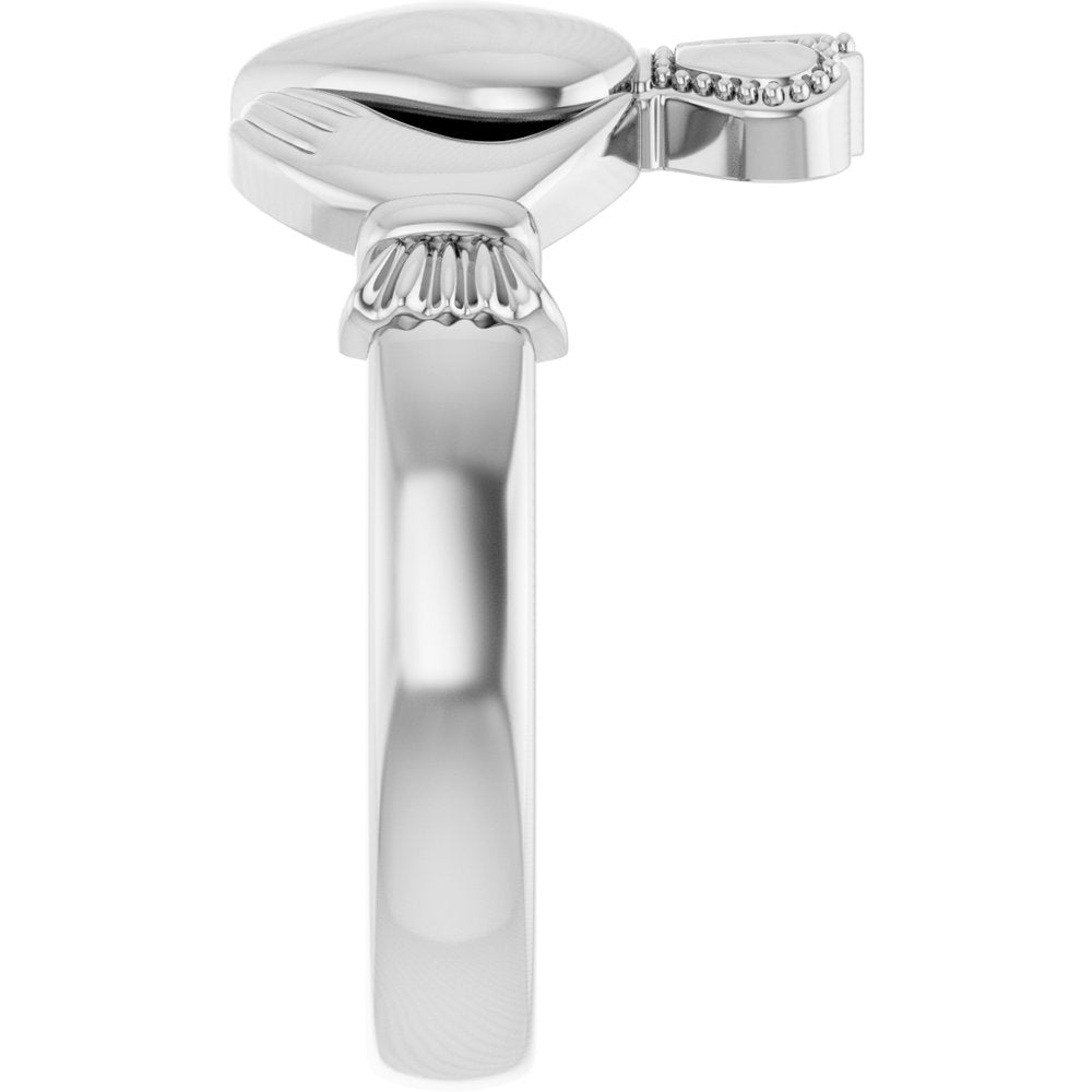 14K White 8.5 mm Claddagh Band Size 7