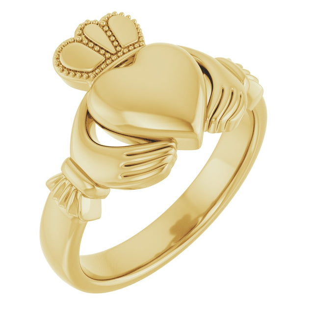 14K Yellow 8.5 mm Claddagh Band Size 7